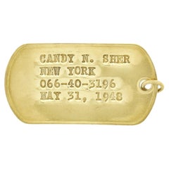 Cartier Vintage 18K Yellow Gold Large Military Punched Dog Name Tag Pendant