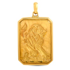 Cartier Vintage 18K Yellow Gold Leo Zodiac Sign Pendant