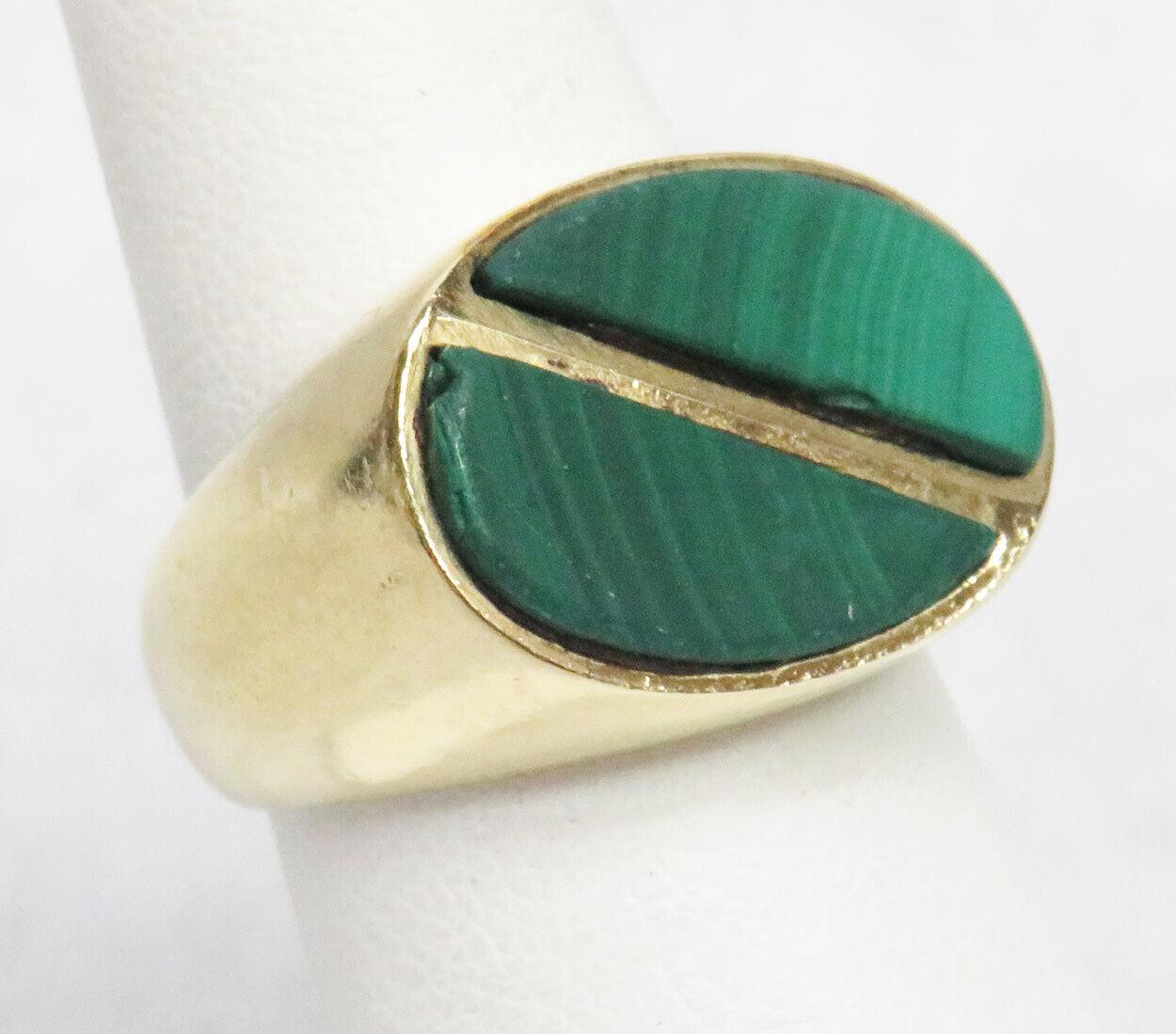 Cartier Vintage 18k Yellow Gold & Malachite Cocktail Ring Fully Hallmarked Rare 6
