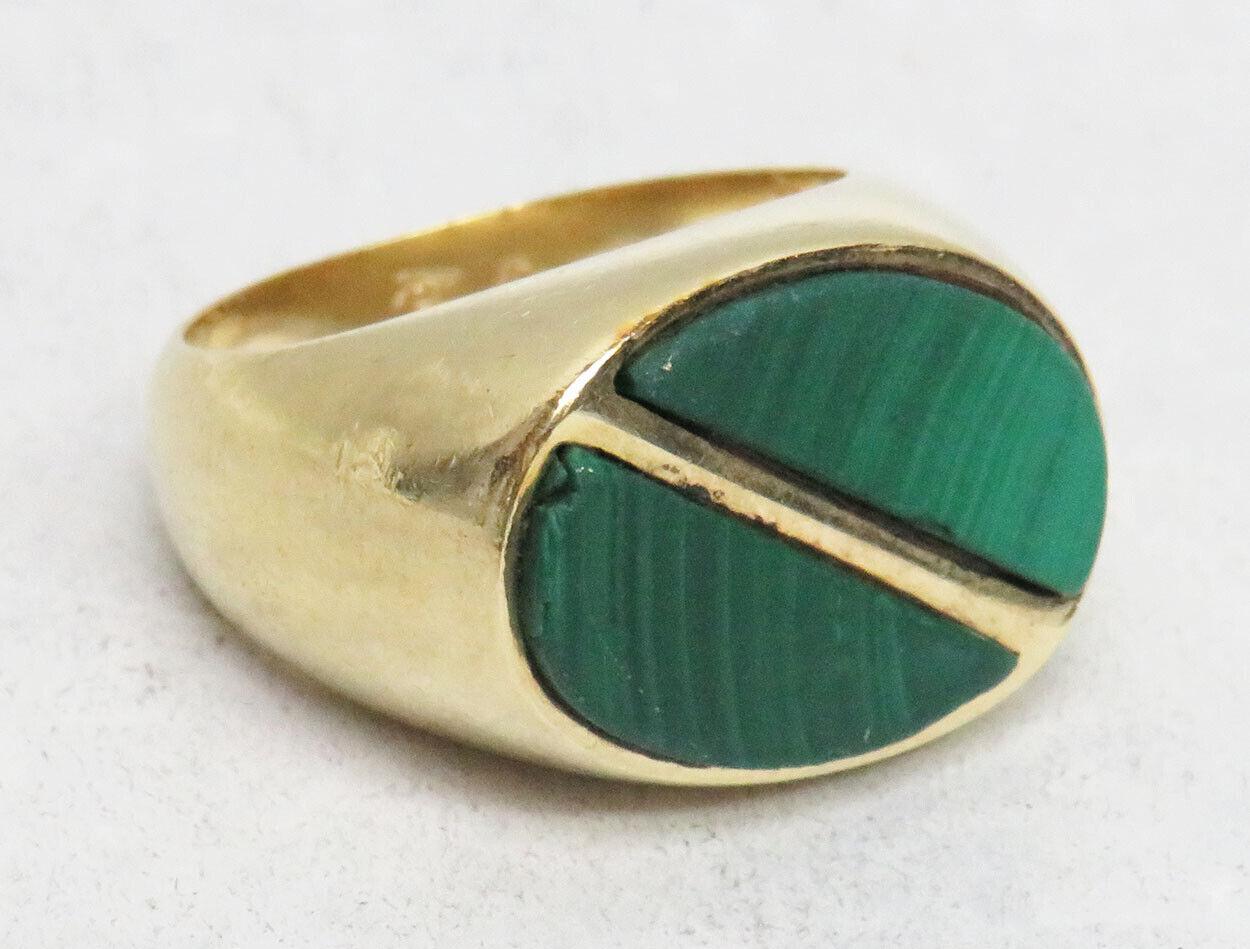 Cartier Vintage 18k Yellow Gold & Malachite Cocktail Ring Fully Hallmarked Rare In Good Condition In Beverly Hills, CA