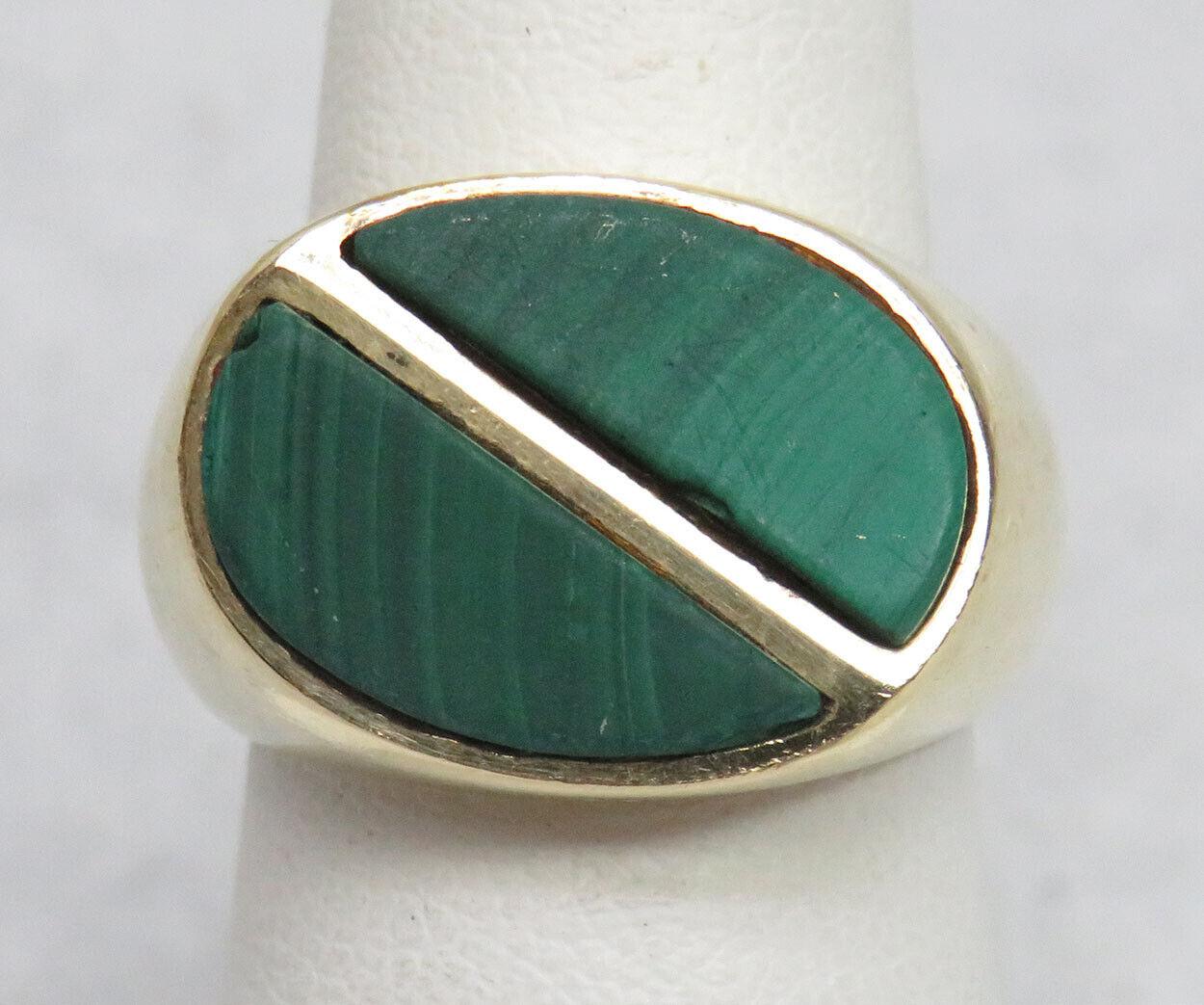 Cartier Vintage 18k Yellow Gold & Malachite Cocktail Ring Fully Hallmarked Rare 2