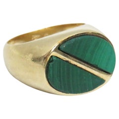 Cartier Vintage 18k Yellow Gold & Malachite Cocktail Ring Fully Hallmarked Rare