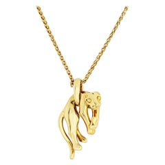 Cartier Vintage 18k Gelbgold Panthere Anhänger Halskette