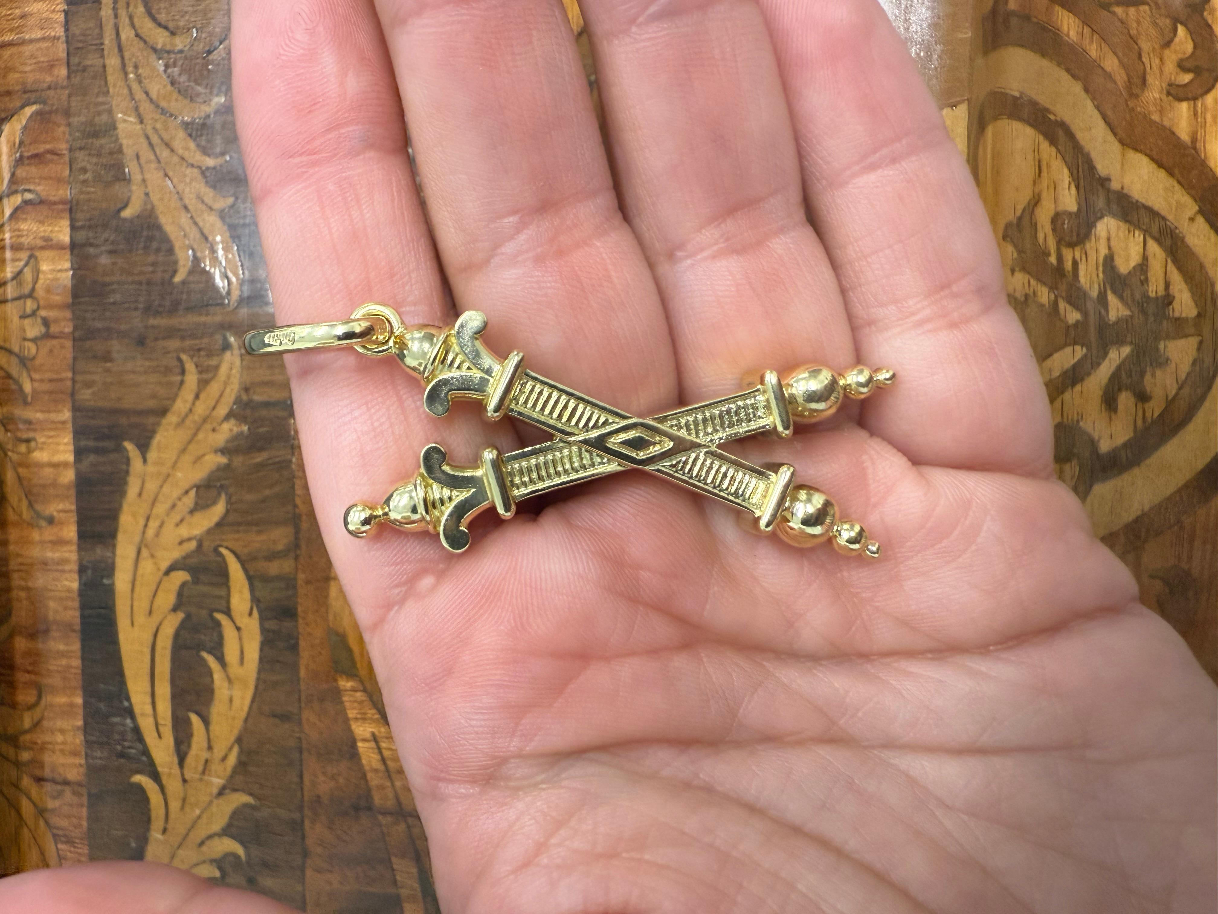 Women's or Men's CARTIER Vintage 18k Yellow Gold Scroll Pendant Circs 1960s For Sale