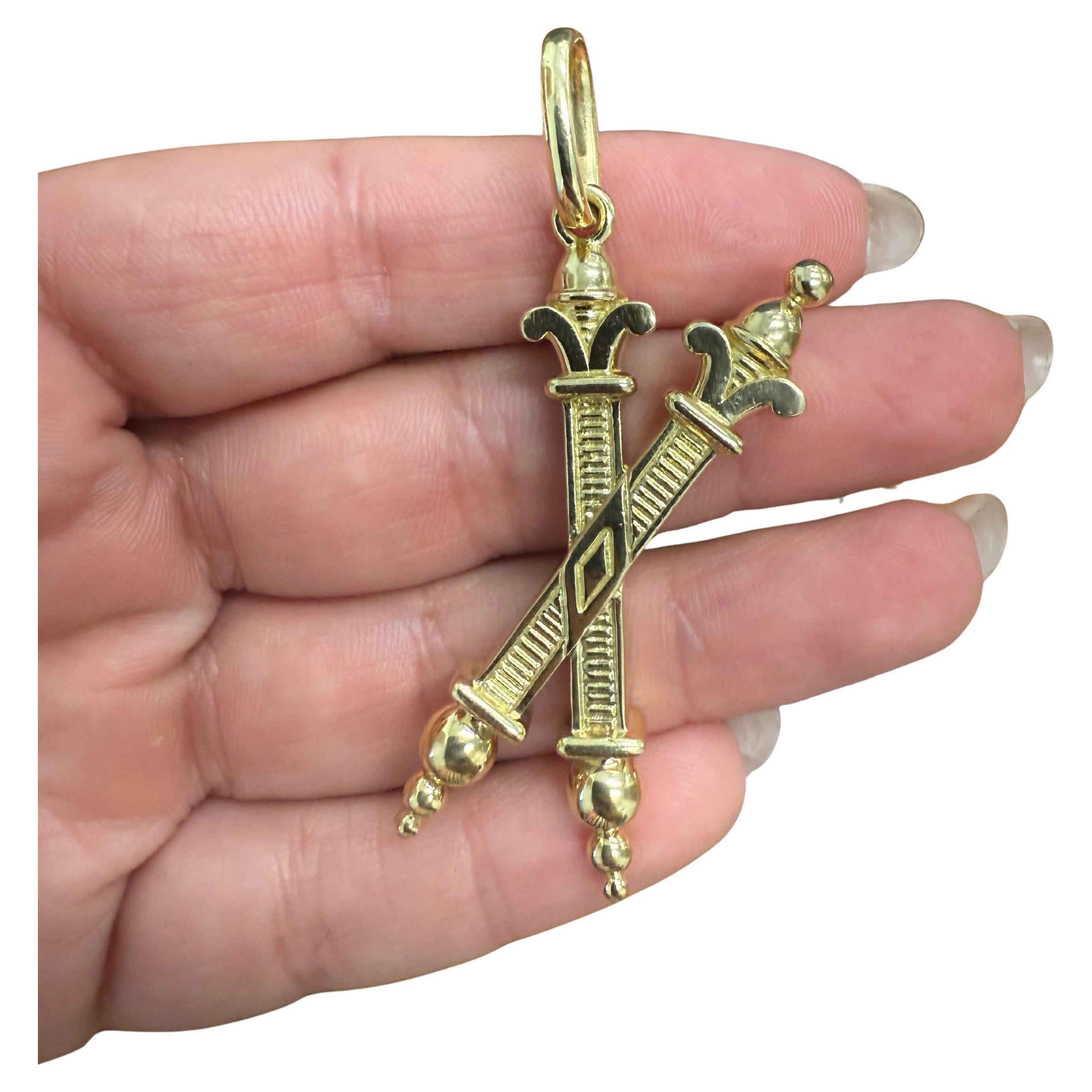 CARTIER Vintage 18k Yellow Gold Scroll Pendant Circs 1960s For Sale