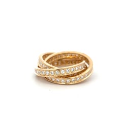 Cartier Vintage 18K Yellow Gold Trinity Ring with 1.40 Carat Diamonds Size 5.75