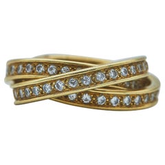 Cartier Vintage 18K Yellow Gold Trinity Ring with 1.40 Carat Diamonds Size 5.75