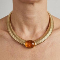 Cartier Vintage 18K Yellow Gold Tubogas Amber Collar Necklace