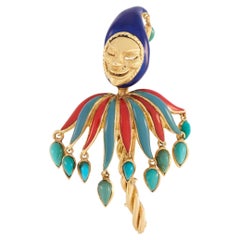 Cartier Vintage 18K Yellow Gold Whimsical Jester Brooch