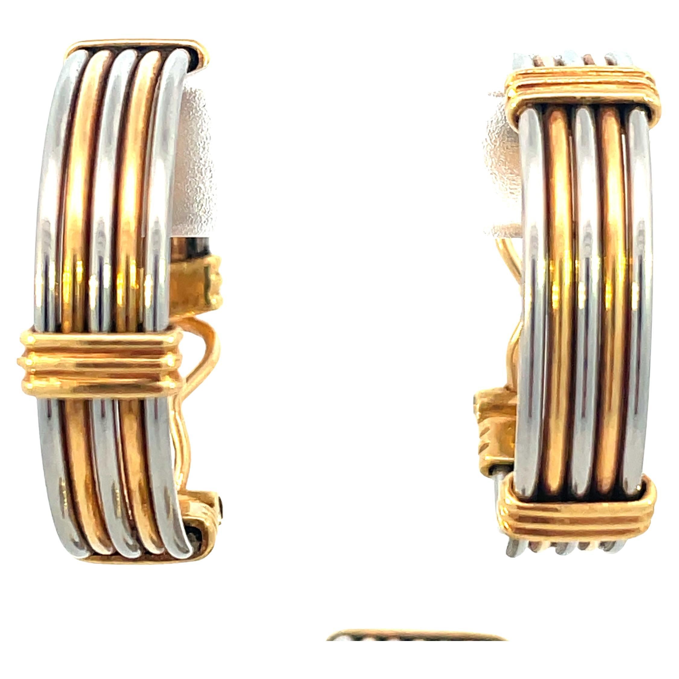 Cartier Vintage 18kt Gold und  Edelstahl-Ohrringe