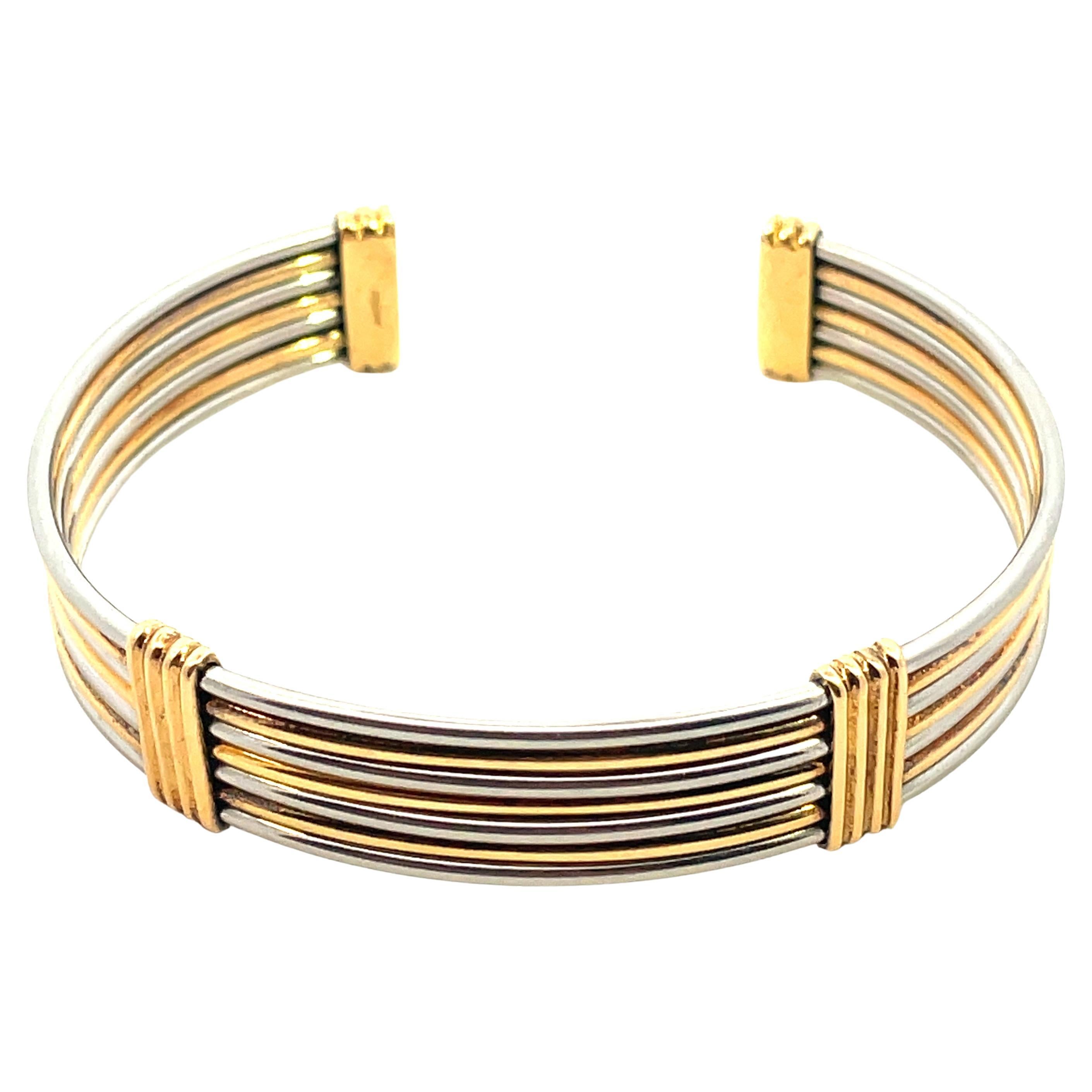 Cartier Vintage 18kt Gold Stainless Steel Bangle Bracelet