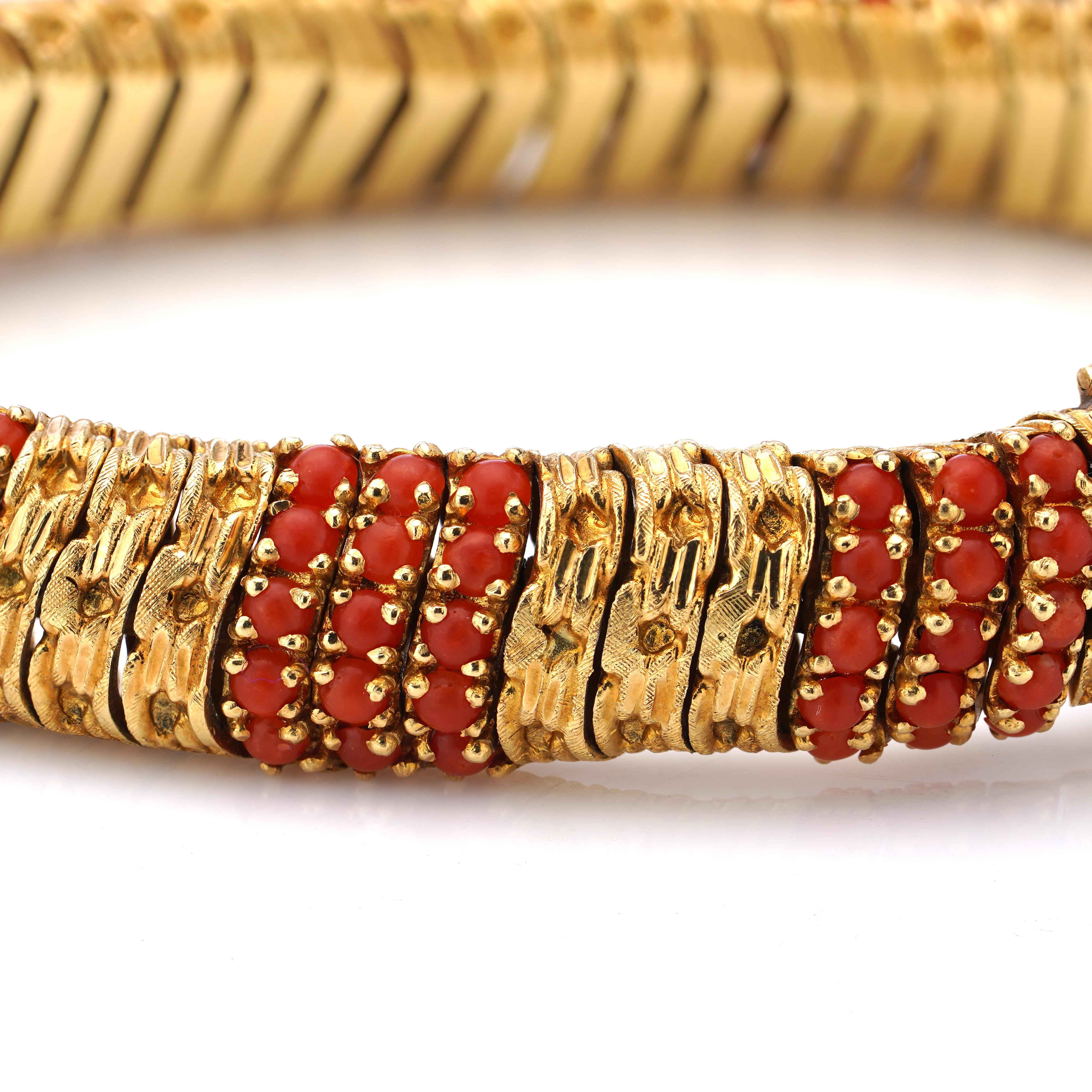 Cartier Jahrgang 18kt. Gelbgold und roter Edelstein Signori und Bondioli Armband im Angebot 1