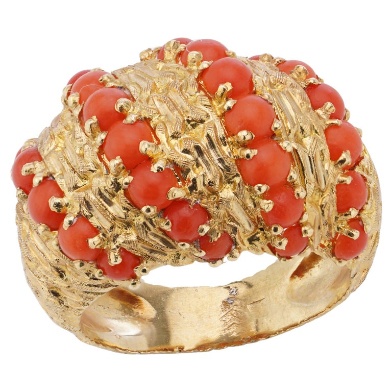 Cartier Vintage 18kt. Yellow Gold and Coral Signori and Bondioli Ring