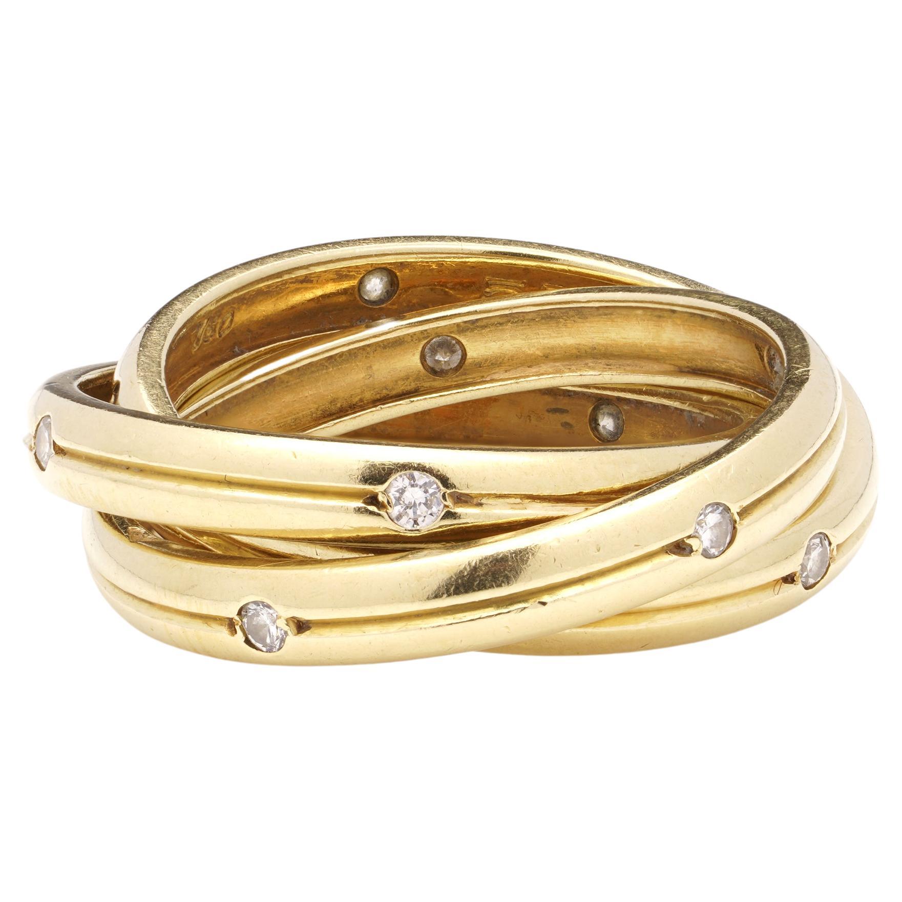Cartier Vintage 18 Karat Yellow Gold Constellation Trinity Diamond Ring ...