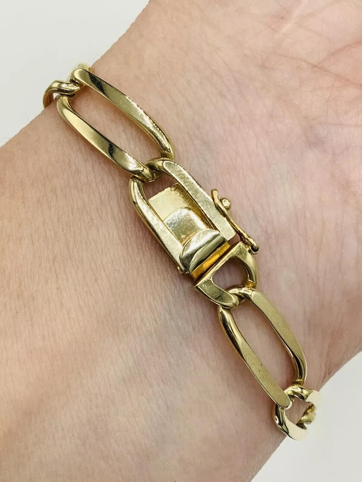 CARTIER Vintage 1960s 18k Yellow Gold ID Link Bracelet Rare For Sale 8