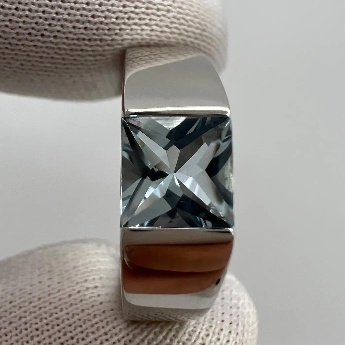 CARTIER Vintage 1990s Kissen Aquamarin Tank Ring im Angebot 4