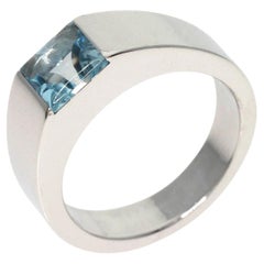 CARTIER Vintage 1990s Cushion Aquamarine Tank Ring