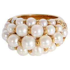 Cartier Vintage, 1991 Pearl Diamond Ring in 18K Yellow Gold 0.16 CTW