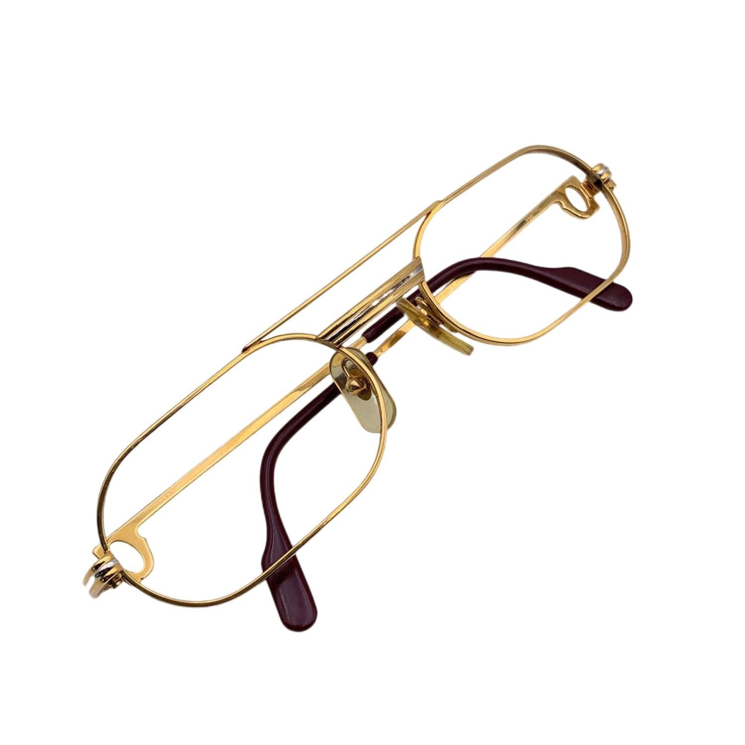 Cartier Vintage 22K Gold Plated Louis Vendome LC Decor 53/20 Eyeglasses In Excellent Condition In Rome, Rome