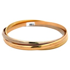 Cartier Vintage 59.37 Grams 18 Karat Tri Color Gold Trinity Bangle Bracelet