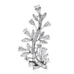 Cartier Vintage 6.50cts Diamond Platinum Elegant Botanical Pin Brooch