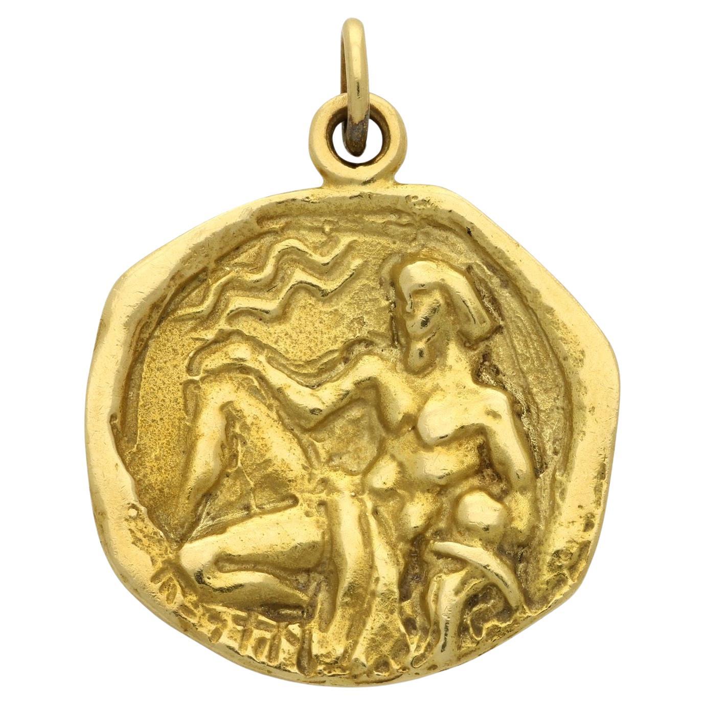 Colgante Cartier Vintage Zodiaco Acuario Oro Amarillo 18ct 1977