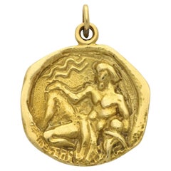 Cartier Vintage Aquarius Zodiac 18ct Yellow Gold Pendant 1977