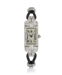 Cartier Vintage Art Deco Cocktail Dress Watch Platinum and Diamond Set Very Rare