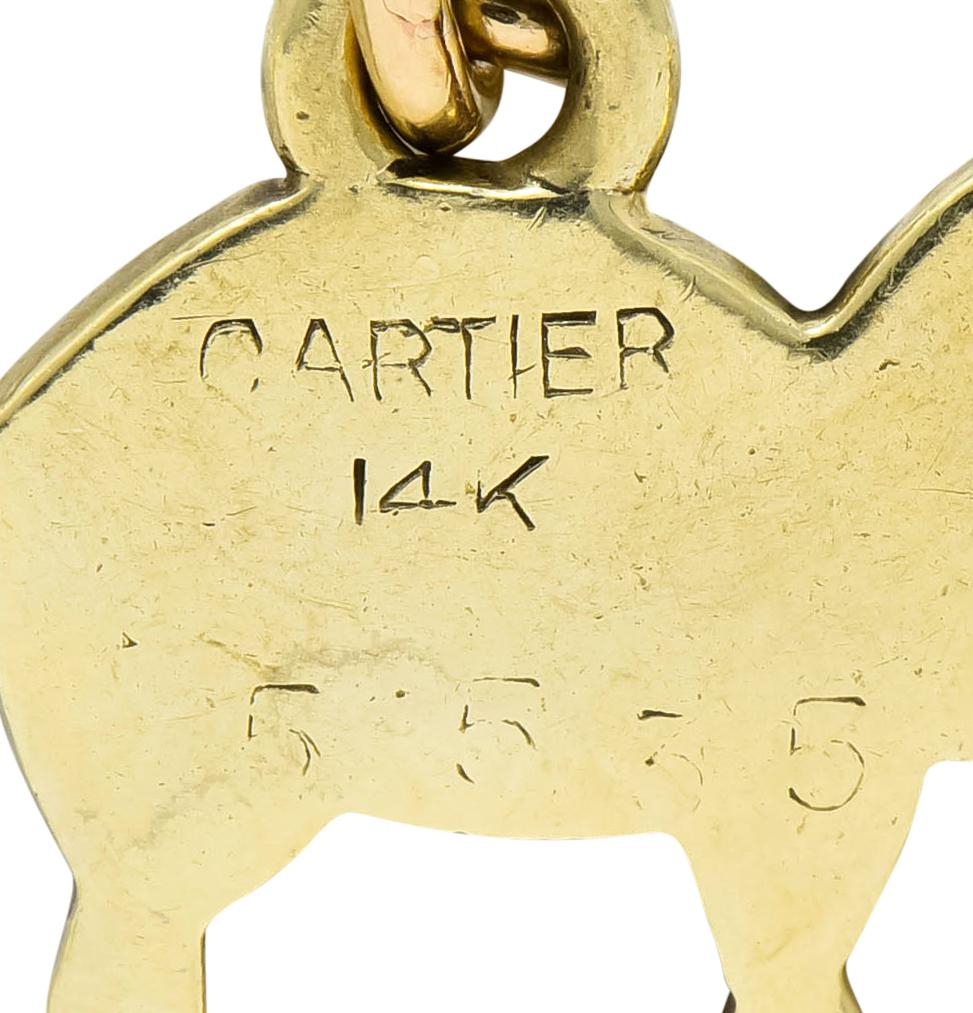 Cartier Vintage Black Enamel 14 Karat Gold Cat Charm In Excellent Condition In Philadelphia, PA
