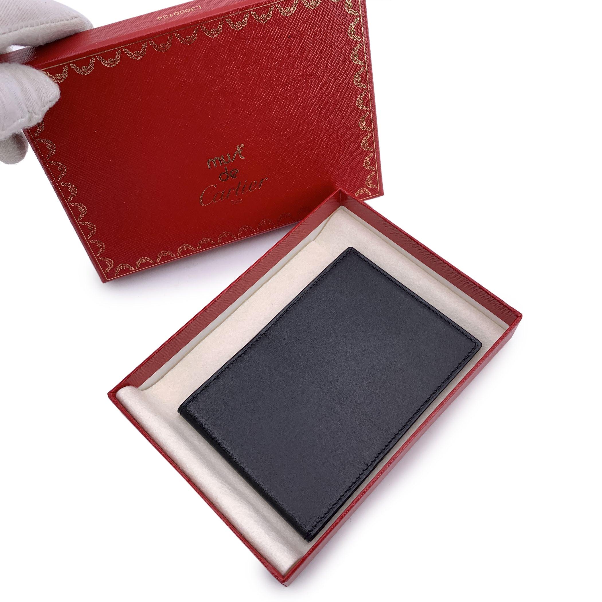 Cartier Vintage Schwarz Leder Scheckbuchhalter Brieftasche im Zustand „Gut“ im Angebot in Rome, Rome