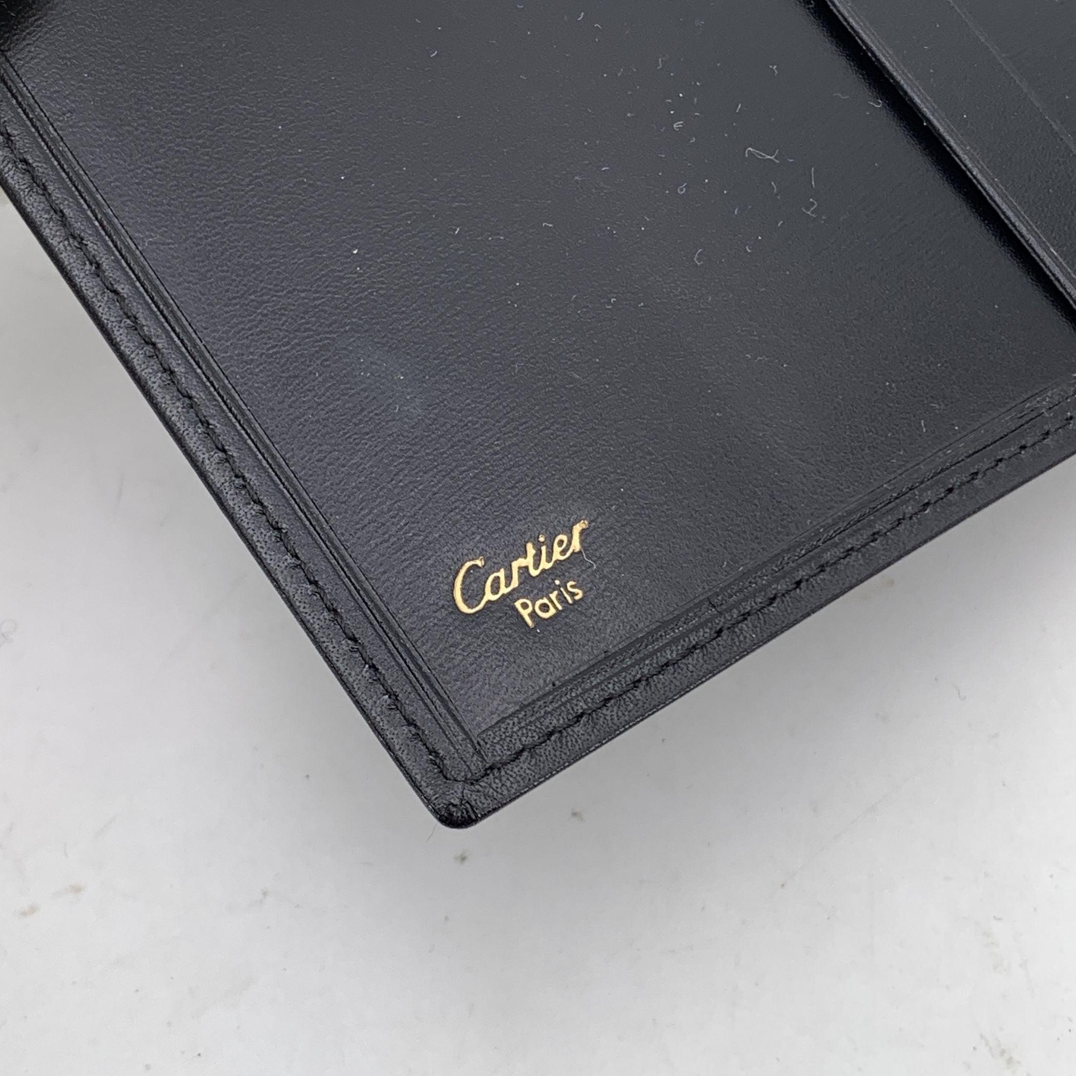 Cartier Vintage Schwarz Leder Scheckbuchhalter Brieftasche im Angebot 2