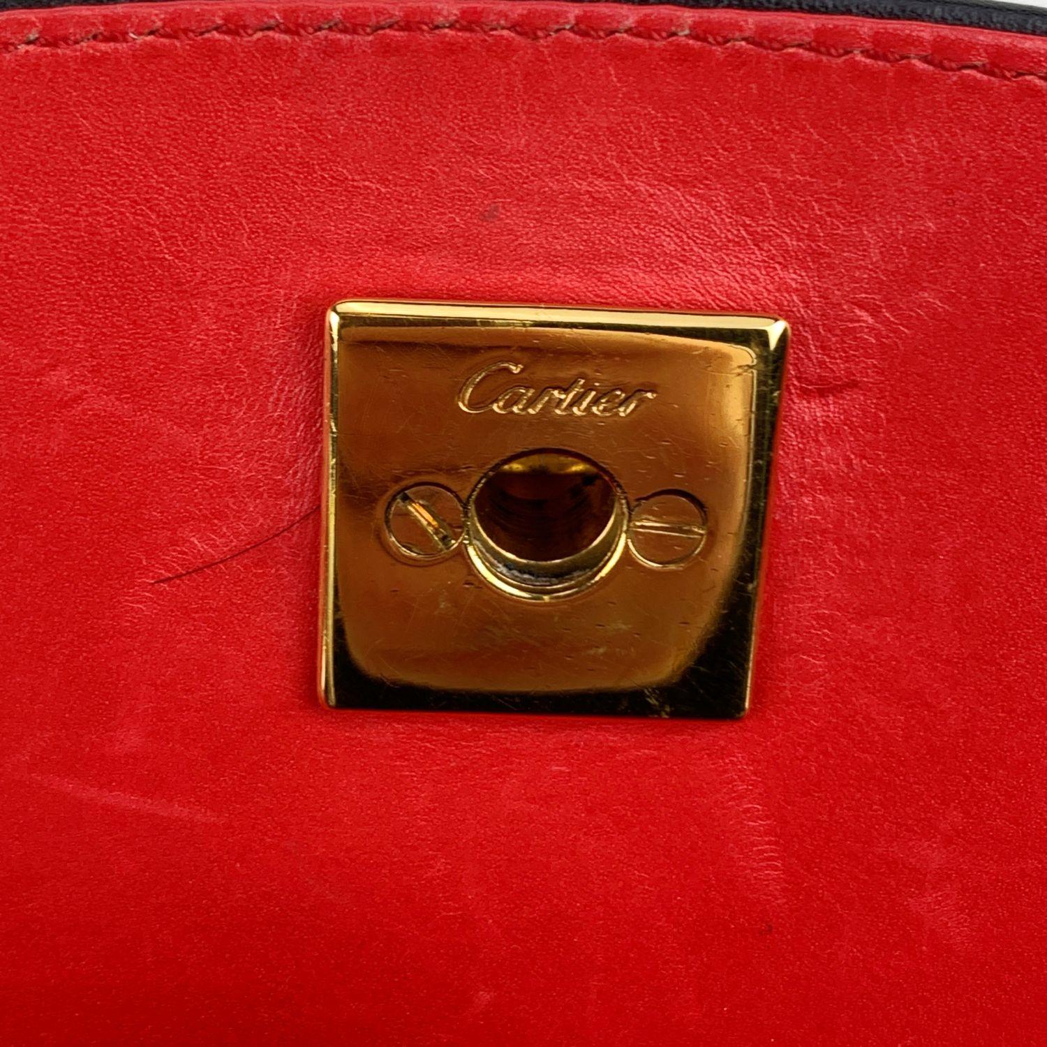 Women's Cartier Vintage Black Leather Panthere Line Clutch Bag Purse