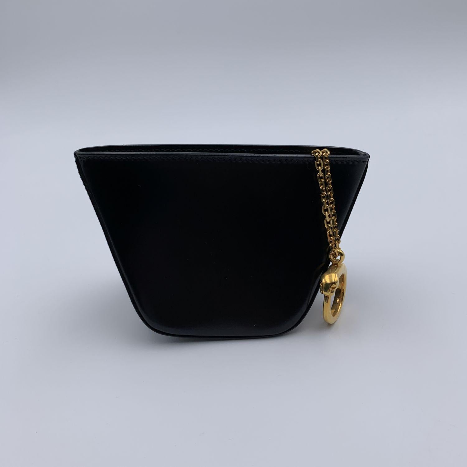 Cartier Vintage Black Leather Panthere Line Pouch Bag Purse In Excellent Condition In Rome, Rome