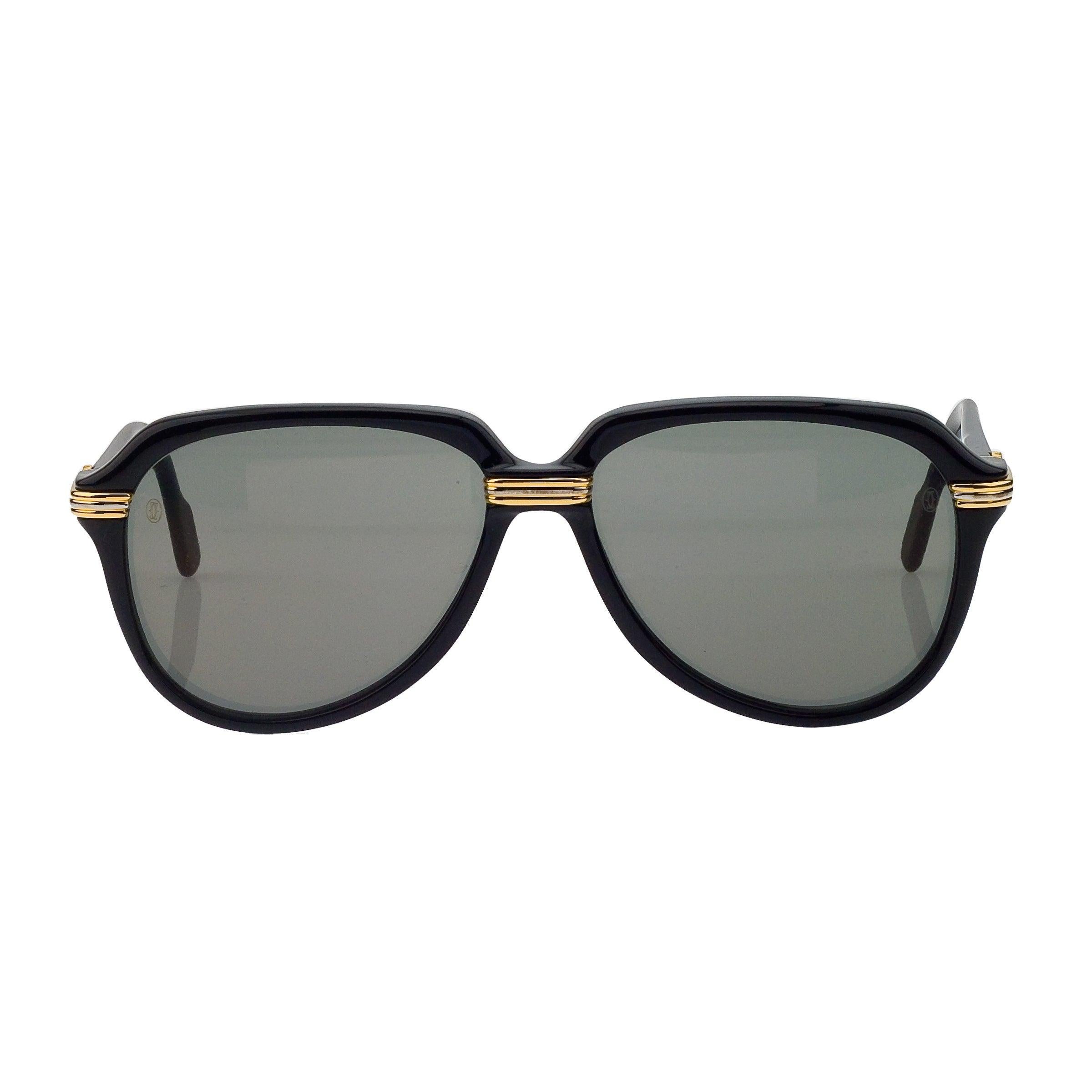 Women's or Men's Cartier Vintage Black Vitesse Sunglasses For Sale