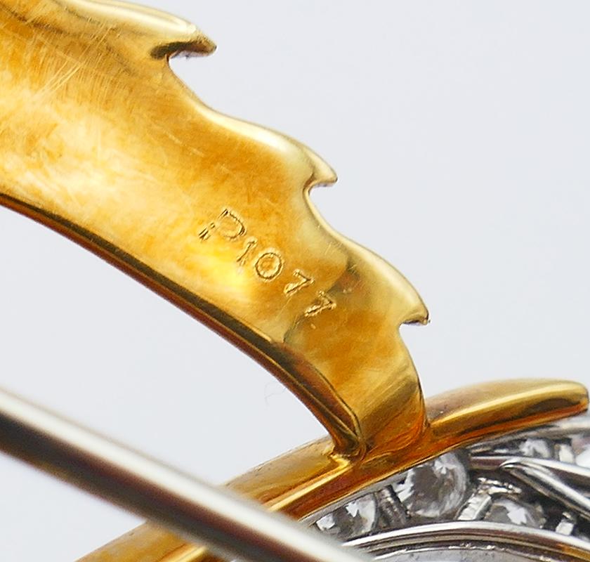 Cartier Vintage Brooch 18k Gold Gems Enamel Pin Clip Estate Jewelry For Sale 1