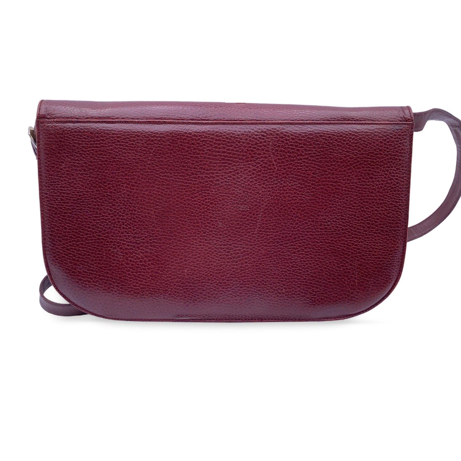 Cartier Vintage Burgundy Leather Convertible Shoulder Bag In Good Condition In Rome, Rome