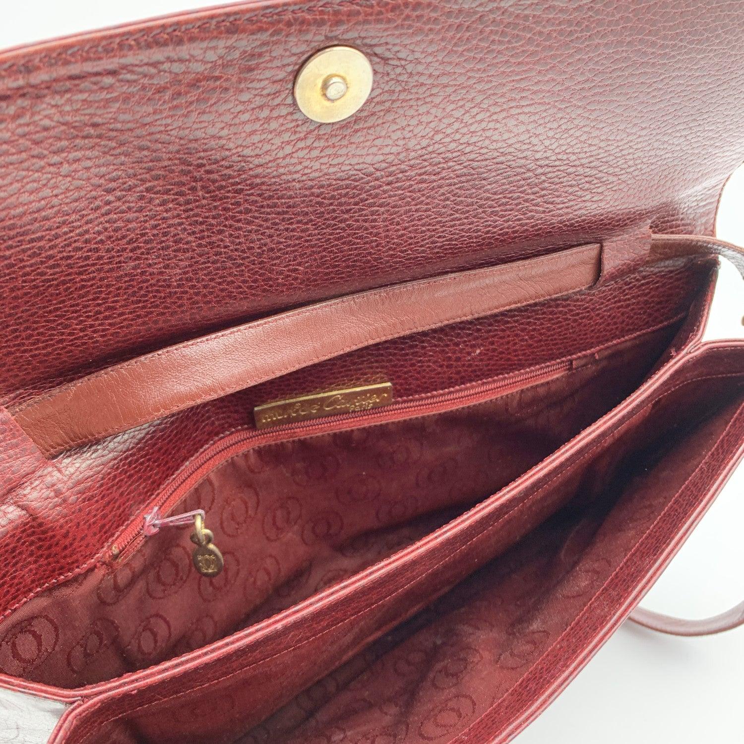 Cartier Vintage Burgundy Leather Convertible Shoulder Bag 1
