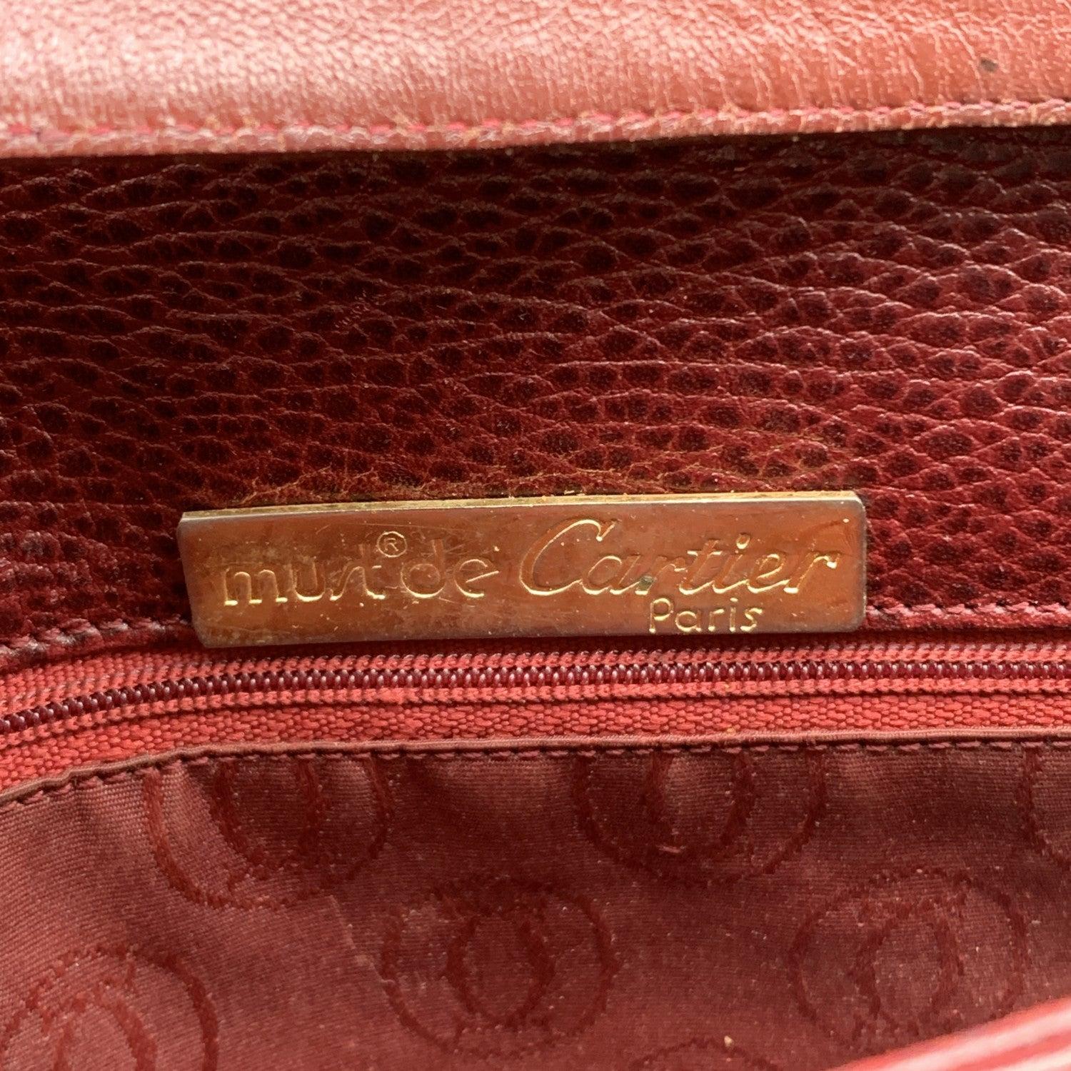 Cartier Vintage Burgundy Leather Convertible Shoulder Bag 2
