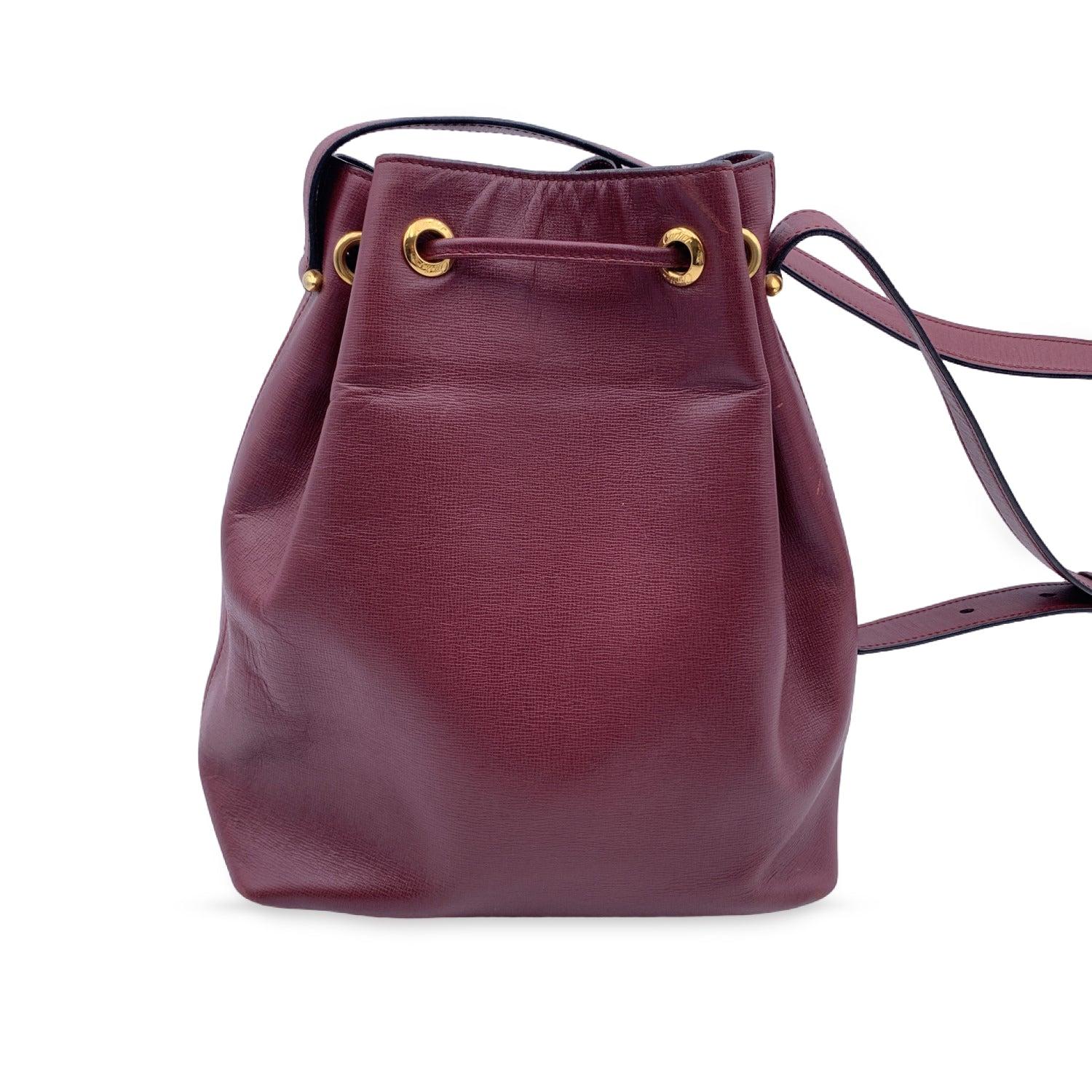 Cartier Vintage Burgundy Leather Drawstring Bucket Shoulder Bag In Excellent Condition In Rome, Rome