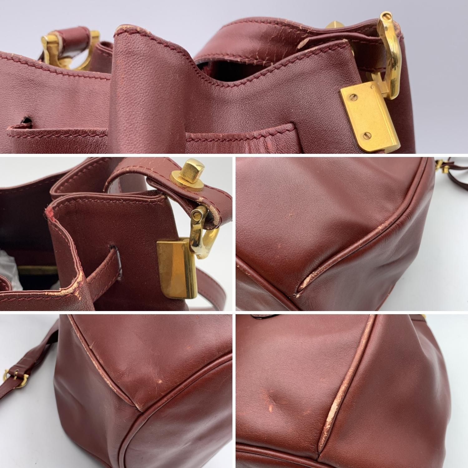 Women's Cartier Vintage Burgundy Leather Drawstring Bucket Shoulder Bag
