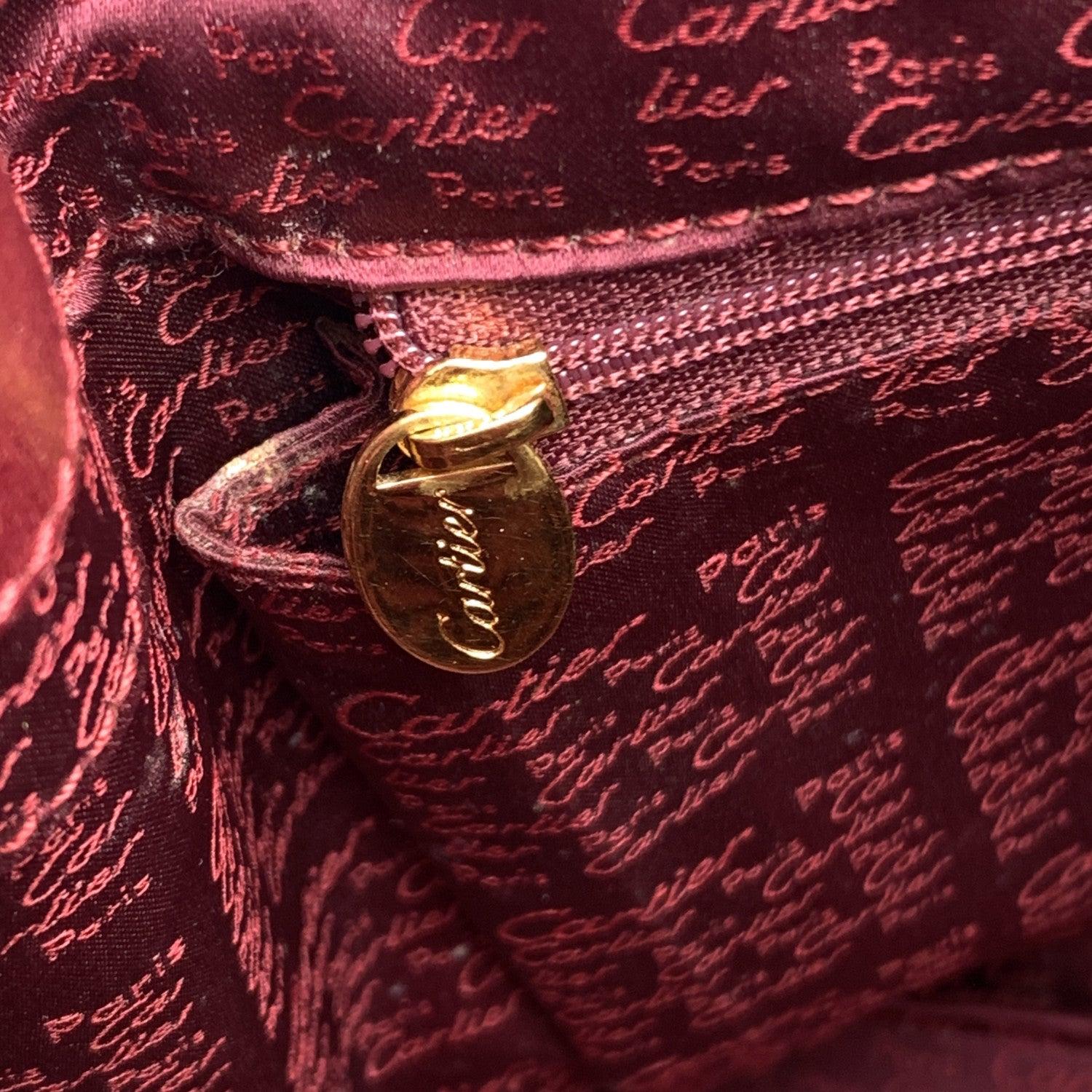 Cartier Vintage Burgundy Leather Drawstring Bucket Shoulder Bag 2