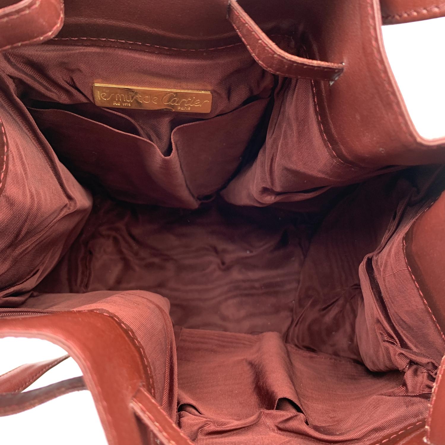 Cartier Vintage Burgundy Leather Drawstring Bucket Shoulder Bag 1