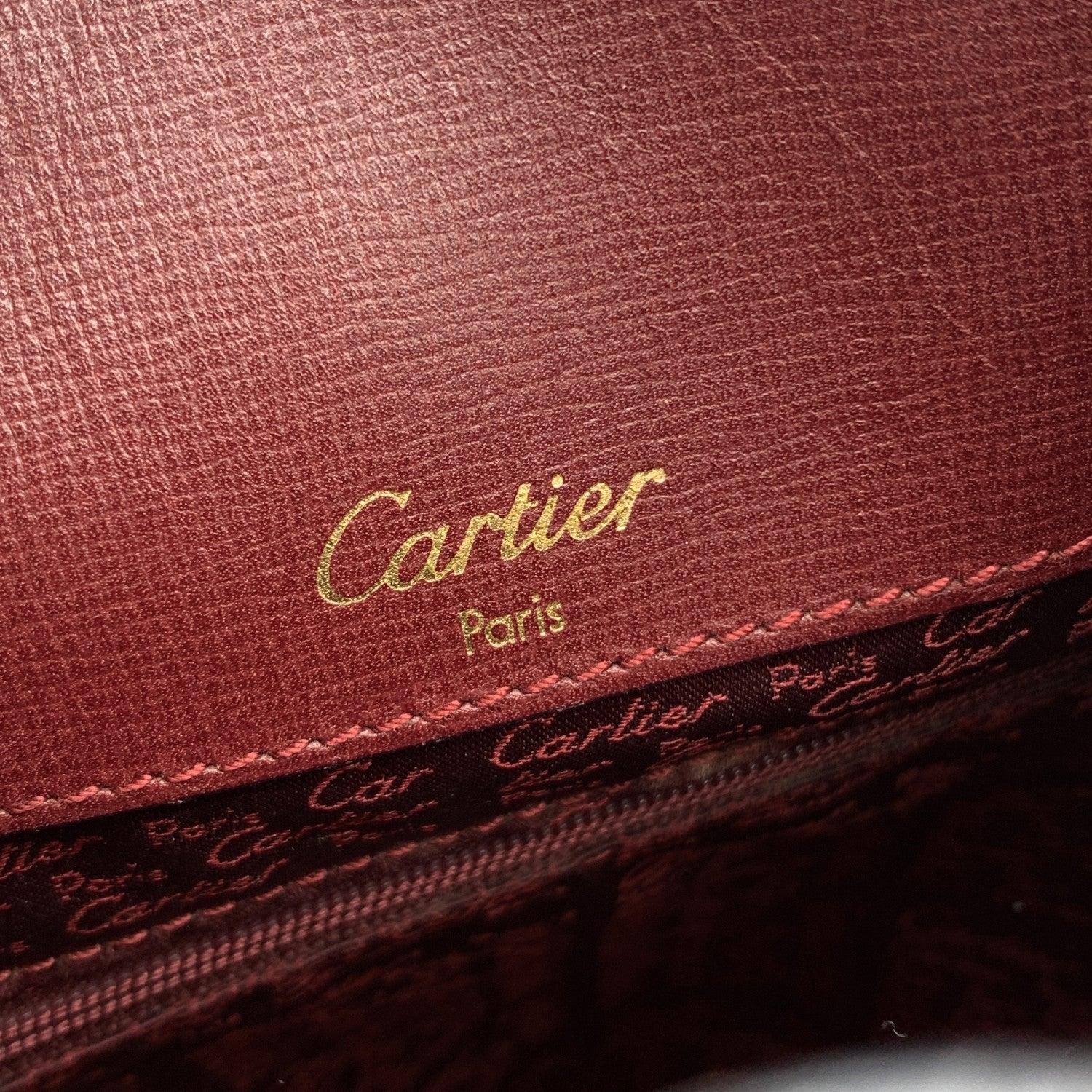 Cartier Vintage Burgundy Leather Drawstring Bucket Shoulder Bag 3