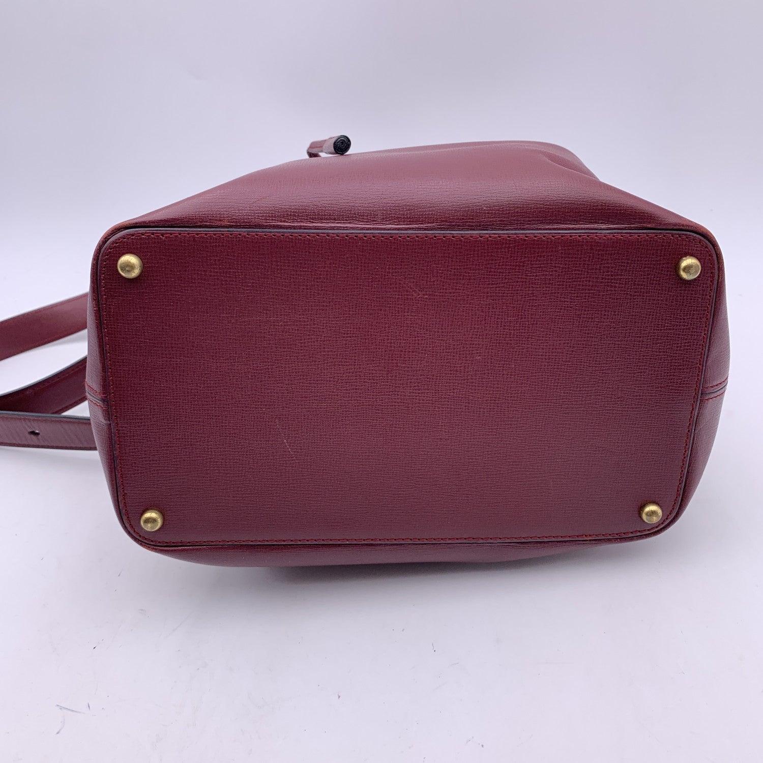 Cartier Vintage Burgundy Leather Drawstring Bucket Shoulder Bag 4