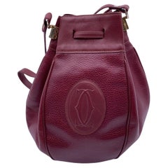 Cartier Vintage Burgundy Leather Drawstring Bucket Shoulder Bag