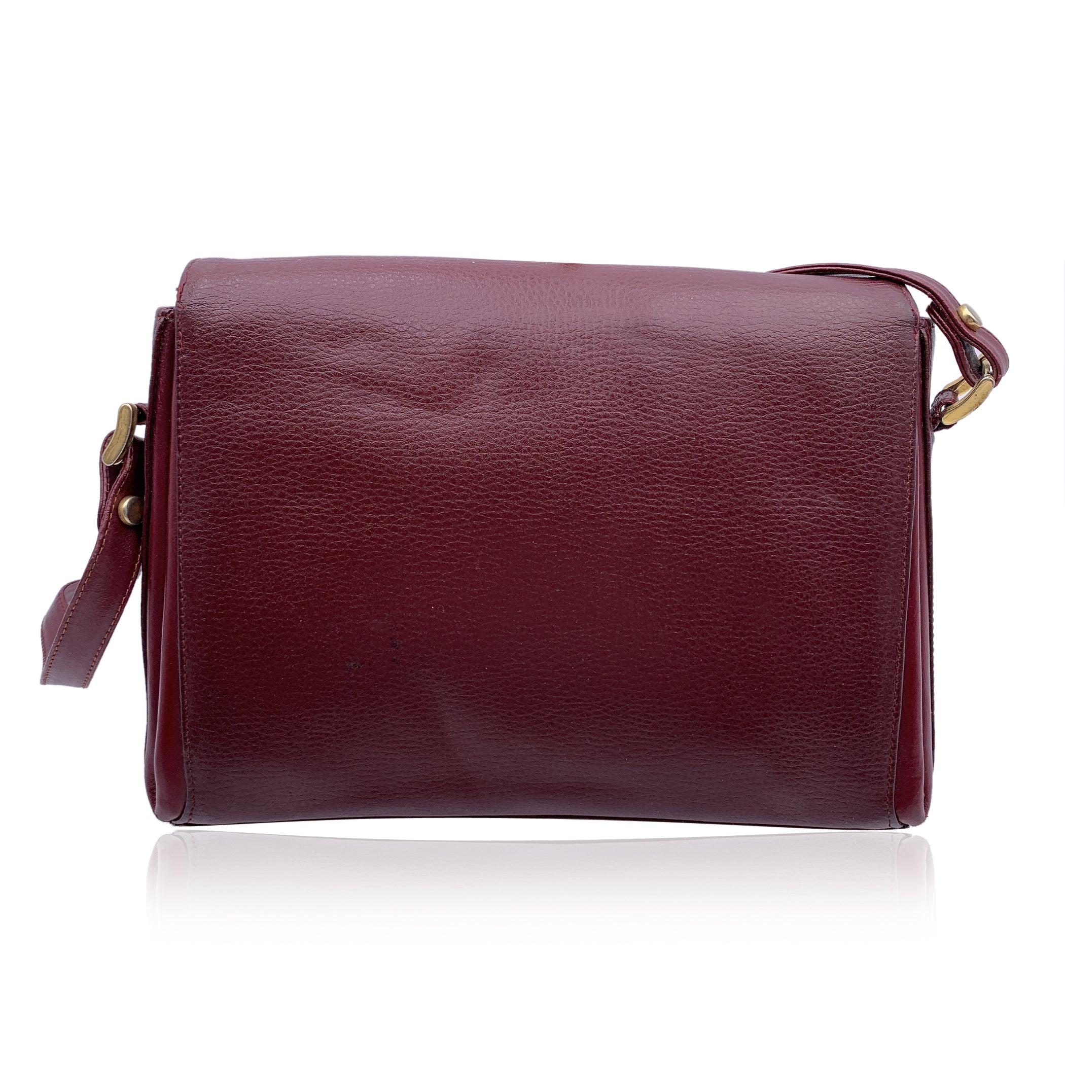 Cartier Vintage Burgundy Leather Flap Box Shoulder Bag In Good Condition In Rome, Rome
