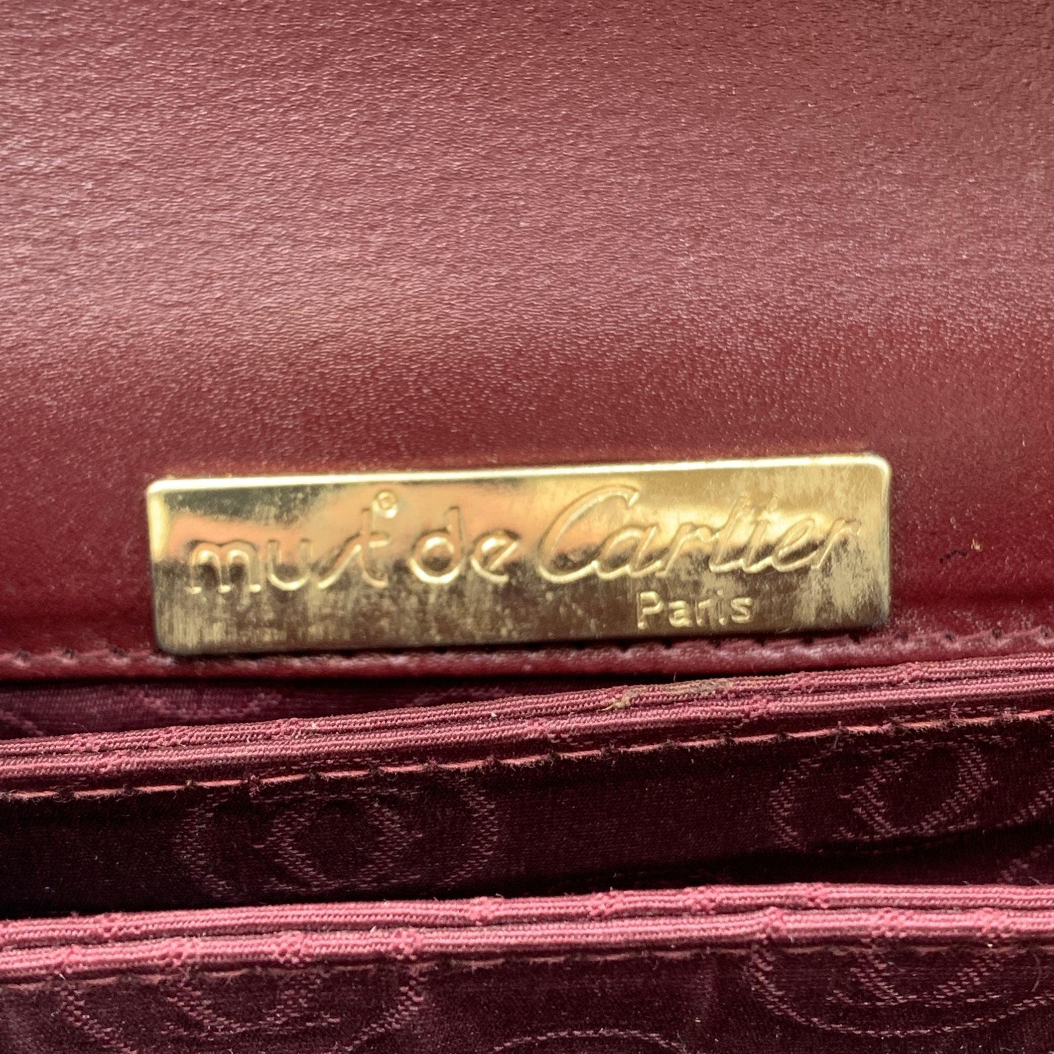 Cartier Vintage Burgundy Leather Flap Box Shoulder Bag 2