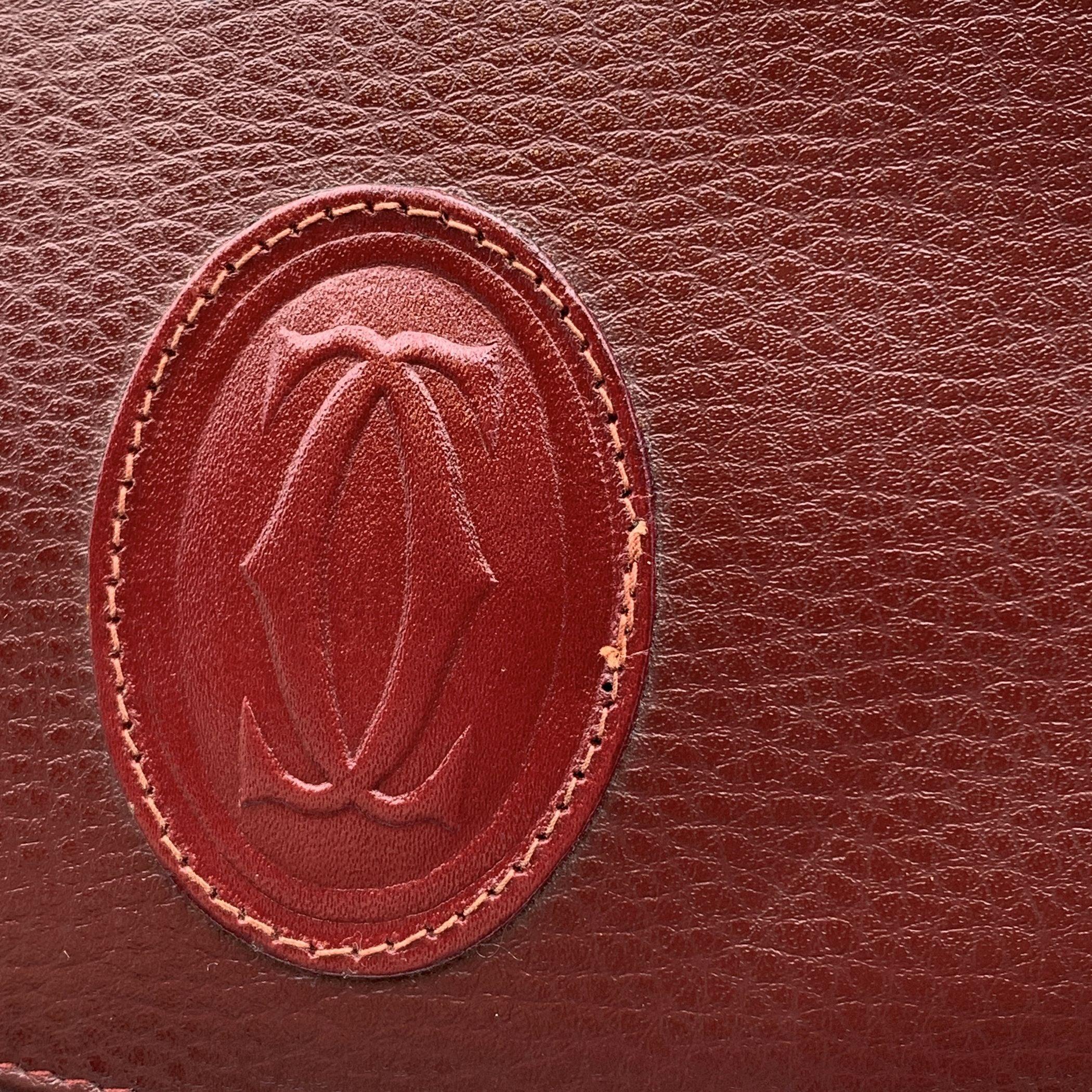 Cartier Vintage Burgundy Leather Flap Box Shoulder Bag 3
