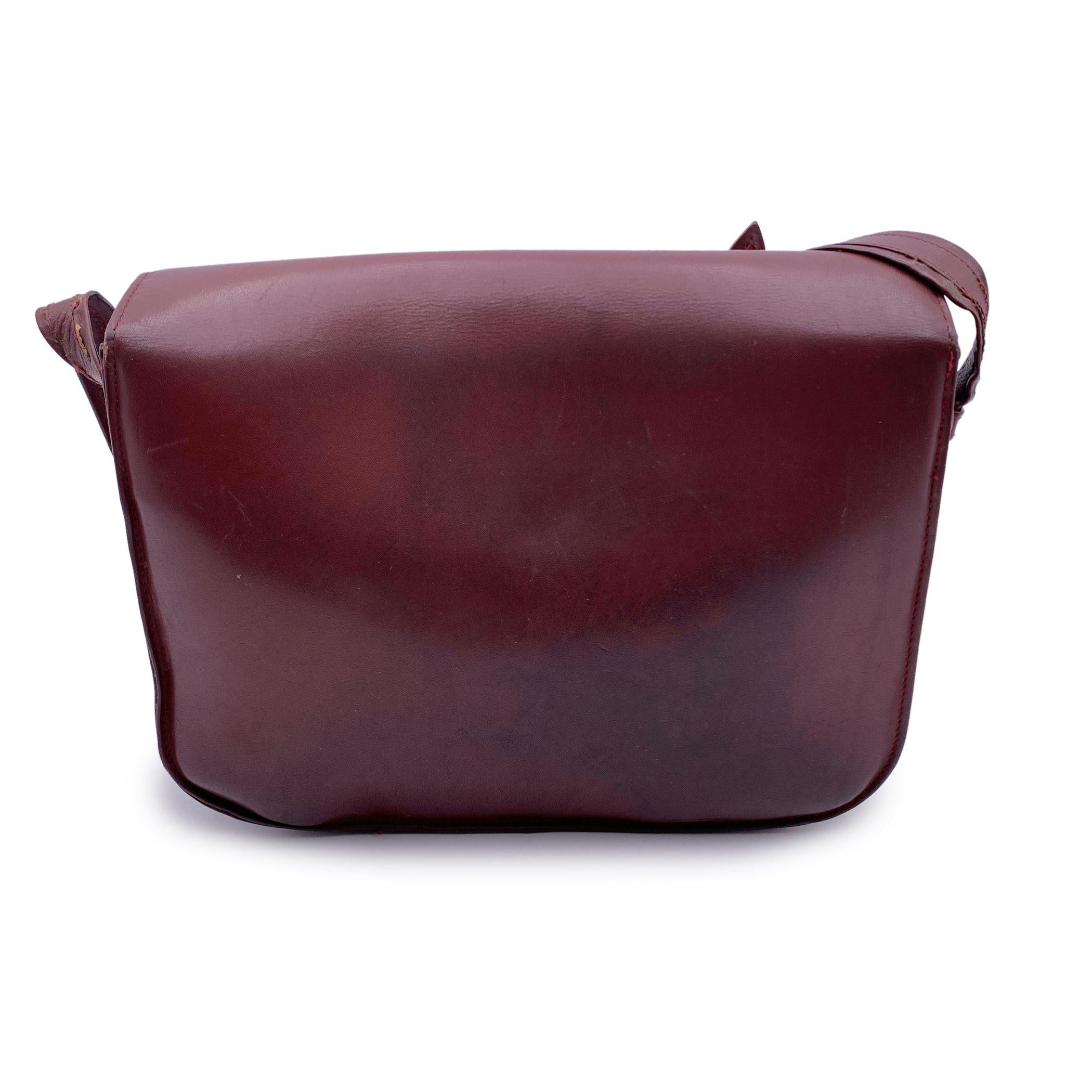 Cartier Vintage Burgundy Leather Flap Crossbody Shoulder Bag In Good Condition In Rome, Rome