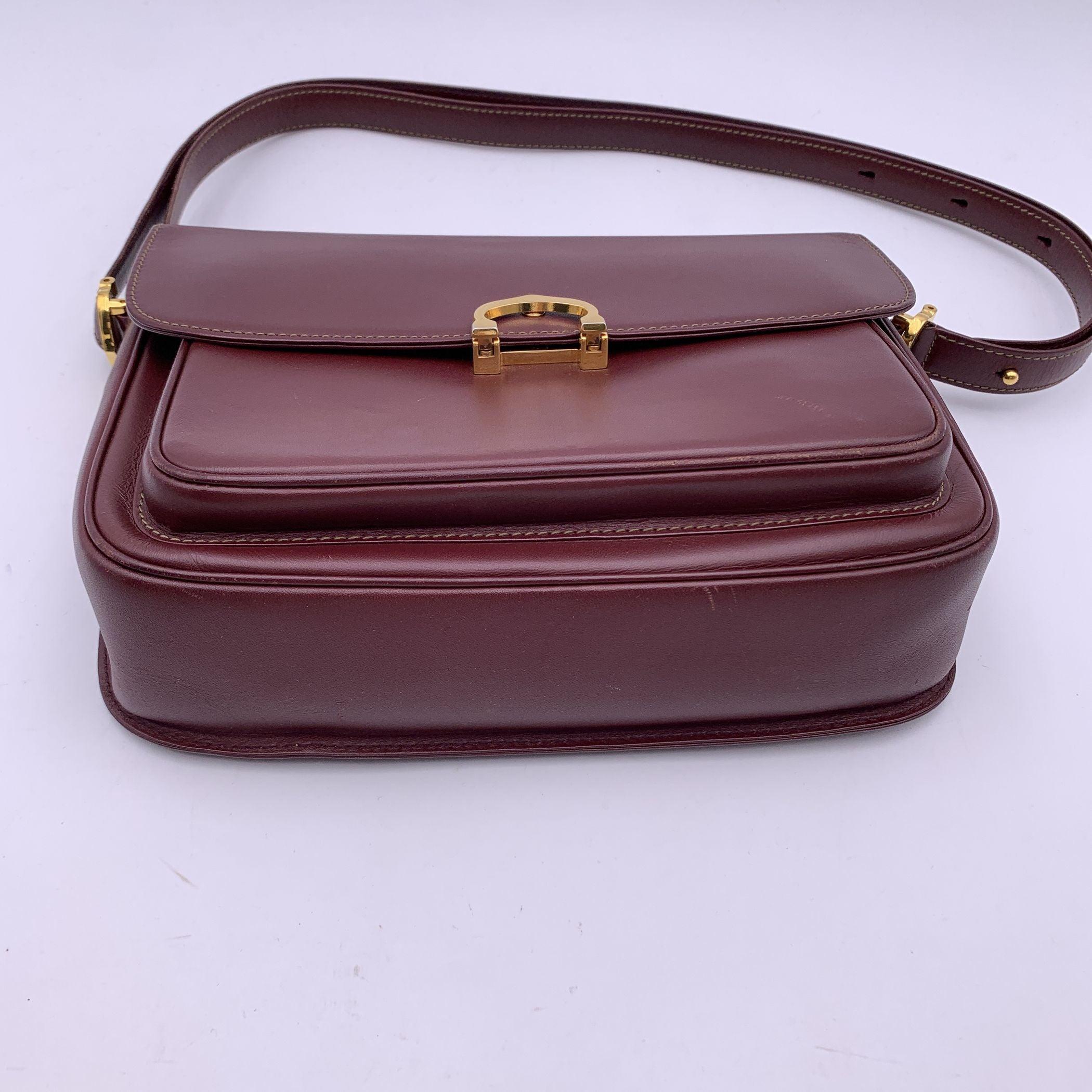 Cartier Vintage Burgundy Leather Flap Crossbody Shoulder Bag In Good Condition In Rome, Rome